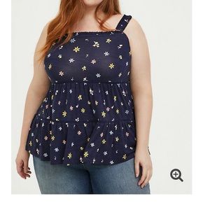 Navy, floral, top, size 1, torrid, NWT